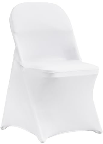 VEVOR Stuhlhussen aus Elastischem Spandex für Klappstühle, Universell Passender, Kurzer Vorderbezug, Abnehmbare & Waschbare Schonbezüge, für Hochzeit, Urlaub, Party, Feier, (100 Stück, Schwarz)