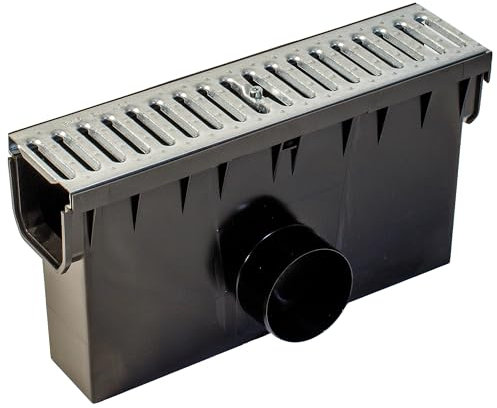 ScarMaxx Hofablauf Hofsinkkasten - Fangkorb A15 Gully Stegrost - Kompatibel mit dem 115-mm-System - Kunststoff - Polypropylen (PP) - 2 x Anschluss für KG-Rohr DN110 - Stahl verzinkt