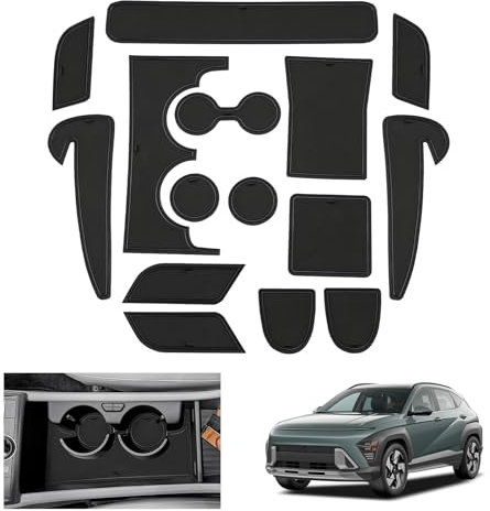 GAFAT Kompatibel mit Hyundai Kona SX2 Hybird (Elektronische-Benzin) 2024 2025 Antirutschmatten, Kona 2024 Gummimatten rutschfest Non-Slip, Mittelkonsole Türnaht, Kona 2024 Zubehör (Schwarz)