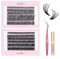 Natuhana Faux Cils Individuel DIY 240Pcs Naturel Extension de Cils Kit C Curl 8-16mm Bouquet Volume Russe avec Colle et Pinces