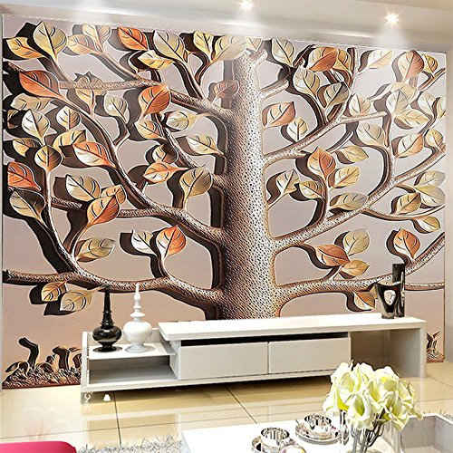 GOKSEL Papier Peint déco poster Grand arbre Taille:L200CMxH175CM Déco et photo murale Qualité HD Intissé Chambre Salon Decoration