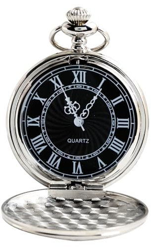 Cerioll Retro Quarz Taschenuhr, Herren & Damen, Unisex, Vintage Römische Ziffern, Klassische Herren-Taschenuhr mit Kette