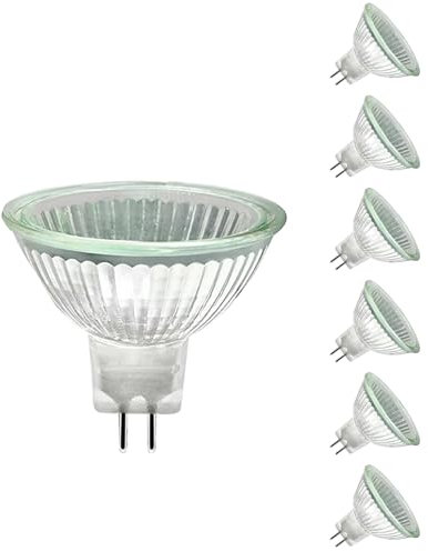 Trubuyware MR16 Halogen Light Bulbs, Gu5.3 Halogen Spotlight Bulbs 2 Pins Dimmable, 12V 50W 2 Pin Spot Light Bulbs Dimmable for Ceiling Light, 2700K Warm White, 6 Pack