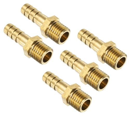 QUARKZMAN 5 Stück M12-1.5 ID 8mm Schlauchverbinder Messing, Gartenschlauch Benzinschlauch zu Barb Passend Schlauch Gewindestutzen Rohrarmatur Adapter Verbinder für Wasser Kraftstoff Luft