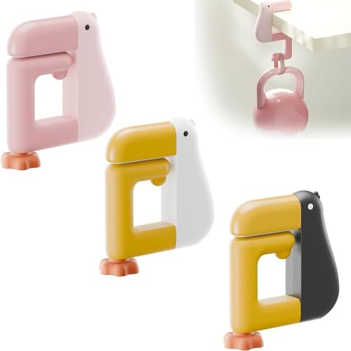 Zheigaoxea 3PCS Purse Hook for Table,Portable Duck Shaped Detachable Non-Slip Folding Table Hook – No-Drill Purse Hanger & Bag Clamp for School/Office Desk Storage & Organization