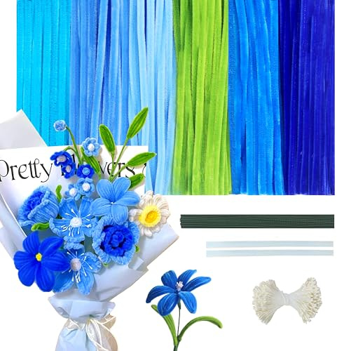 300 Piezas Limpiapipas manualidades, 6 colores Pipa limpiadores，Limpiapipas Chenilla decorativos azules,Limpia Pipas ，Limpiador de Pipas,Pipe Cleaners chenilla Manualidades y Decoración del Hogar DIY