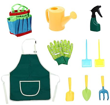 Milisten 1 Satz Gartenwerkzeugset für Teiliges mit Handschuhen Gießkanne Kelle und Harke Gartenspielzeug für Rollenspiel Hand Augen Koordination
