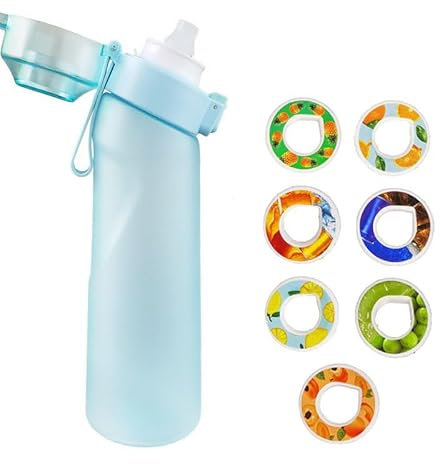 Wiederverwendbare 650-ml-Luft-Wasserflasche mit 7 Geschmackskapseln, BPA-frei, auslaufsicher und umweltfreundlich, perfekte Hydratation für Fitnessstudio, Büro, Reisen und Outdoor-Abenteuer Blau