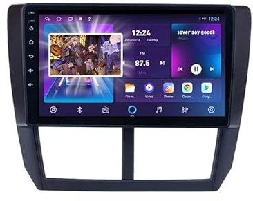 LINGLW Android 14 Doppel Din Autoradio Passt 9 Zoll-Touchscreen für Subaru Forester 3 2007-2013 mit WLAN Carplay/Android Auto GPS-Navigation und Bluetooth,8 Core 4g+WiFi 4g+64g