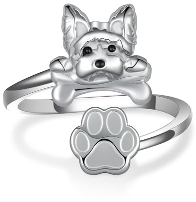 Sterling Silber Yorkie Ring – Yorkshire Hundeschmuck, Geschenkidee für Yorkie-Liebhaberinnen