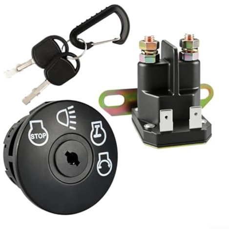 Autilyshop Interrupteur d'allumage et solénoïde de démarreur pour tondeuse autoportée pour L100 L105 L108 AM138068 725-04439 725-1741 Interrupteur magnétique 12 V