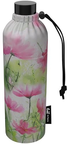 Emil Glas Trinkflasche 0,75l Aster Rosa – isolierte Flasche für Kinder & Erwachsene, auslaufsicher, schadstofffrei für Schule, Freizeit und Sport
