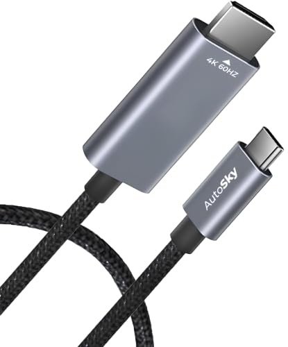 AutoSky USB-C zu HDMI Kabel – USB-C auf HDMI Adapterkabel für TV, Monitor & Beamer, Plug & Play, kompatibel TV Adapter (CPHM-2), MacBook, iPad Pro, Samsung, Huawei & Windows