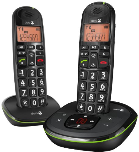 Doro PhoneEasy 105wr Duo Schnurloses Telefon mit Mobilteil inkl. Ladeschale schwarz, 380104