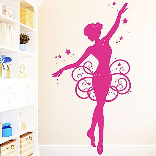 Wandtattoo Loft Wandtaufkleber „ Sterne Ballerina“ - Wandtattoo Wandsticker Kinderzimmer Dekoration / 49 Farben / 3 Größen/beige / 80 x 154 cm