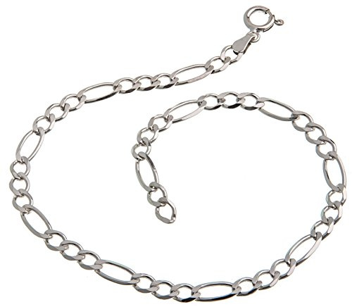 Fußkette Silber (Figarokette) - 4,5mm Breite, Länge wählbar 23cm-30cm - echt 925 Silber