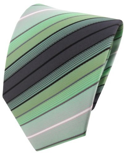 TigerTie Designer Krawatte in mint grün anthrazit schwarz silber gestreift