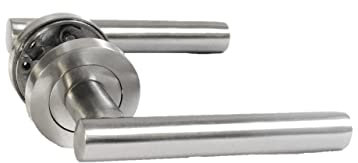 Internal Straight Satin Nickle Lever Latch on Rose Door Handles Diameter Approx 52mm Sold in Pairs Haven Heritage