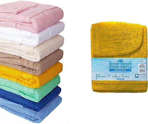 Tata Home Accappatoio in Spugna Tinta Unita 100% Cotone Taglia XL Colore Giallo