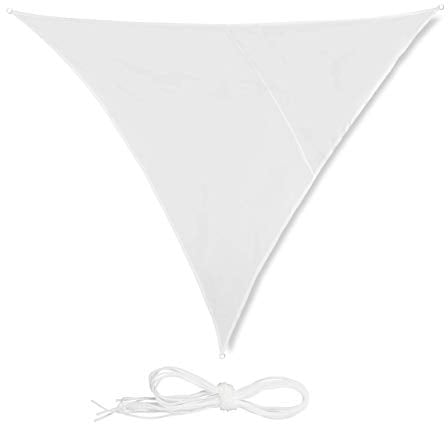 Relaxdays Toldo Vela Triangular, Impermeable, Protección Rayos UV, con Cuerdas para tensar, 4x4x4 m, Blanco
