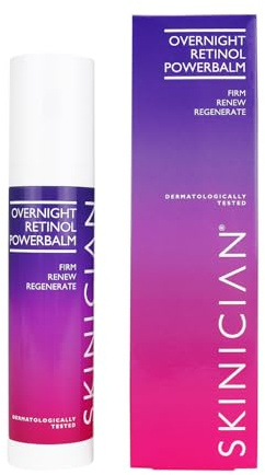 SKINICIAN Ageless Overnight Retinol Powerbalm - Anti-Ageing Retinoid Face Serum - Peptide Moisturiser to Reduce Fine Lines & Skin Pigmentation - Evening Skincare - Vegan & Cruelty Free (50ml) | Anti-ageing retinoid serum & peptide moisturiser. Reduces fine lines & pigmentation overnight.