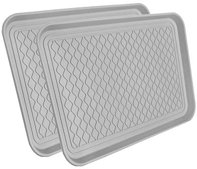 Spetebo 2X Schuhablage grau - 60x40cm - Abtropfschale Schuhmatte Schuhwanne Schuhtablett