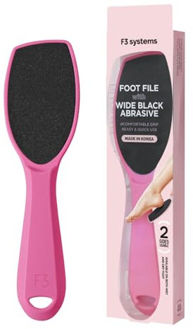 F3 Systems, Wide Emery Foot File(Hot Pink), Double-Sided Pedicure Tool, Colossal Foot File for Men & Women, Effective for Cracked Heel, Callus Remover, Foot Scrubber, Professional Foot Scraper