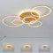 LED Deckenleuchte Dimmbar Wohnzimmerlampe mit Fernbedienung Gold Deckenlampe 6-Ringen Rundes Deckenleuchten Stufenlos Dimmbar 3000K-6000K Schlafzimmerlampe, Lange 115cm Design Bürolampe Küchenlampe