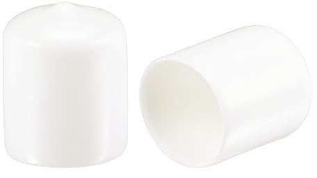 sourcing map 50pcs Round Rubber End Caps 7/8(22mm) White Vinyl Cover Screw Thread Protectors