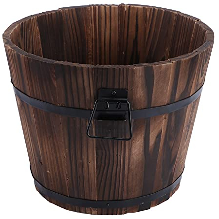 Seau Baril Planteur Pot De Fleur Rustique en Bois Jardinières Succulent Box Container Rustique Barils en Bois Pot De Fleur Contenant des Plantes Boîtes