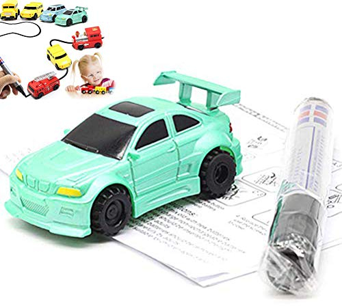 TBEONE Fun Magic Pen Induktive Auto LKW Folgen, jede gezeichnete schwarze Linie Mini Spielzeug Engineering Fahrzeuge Lernspielzeug Geburtstag (grün)