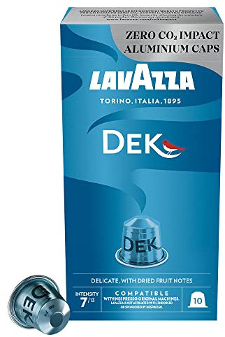 Lavazza Dek Coffee Lot de 10 capsules en aluminium compatibles Nespresso