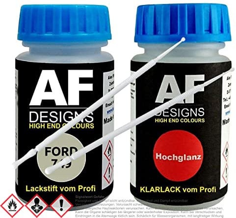 Alex Flittner Designs Lackstift Set für Ford 749 Metalicious Metallic Klarlack Lacktupfer Autolack