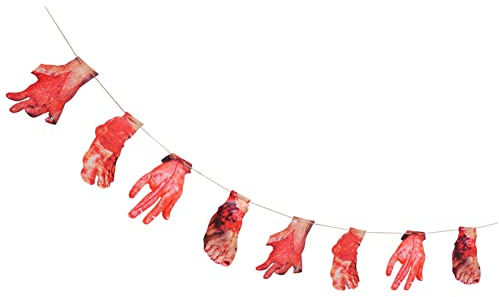 1 Set Halloween Bloody Girland Banner 8Pcs Blutige Falsche Scary Abgetrennte Handgebrochene Körperteile Requisiten Halloween Dekorationen Vampire Party für Halloween Party