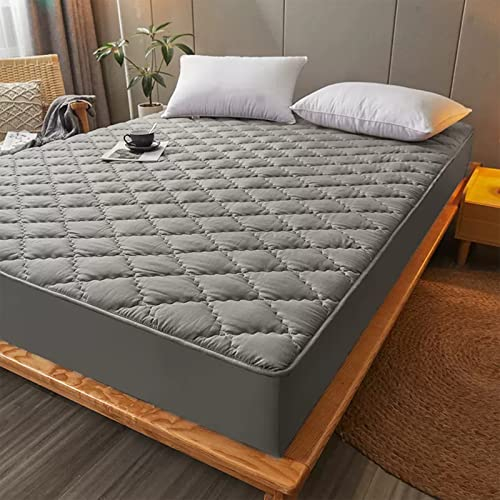 YUDEYU Gesteppte Schicht Spannbettuch wasserdichte TPU-Folie Tagesdecke gebürsteter Stoff Matratzenschoner Bettdecke spannbettbezug (Farbe : Grey, Größe : 80x200cm/High 3-30cm)