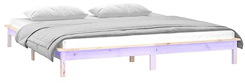 vidaXL Solid Wood LED Bed Frame - Small Double Size, Classic Brown Bedframe with Colourful Lights, Suitable for 120 x 190 cm Mattress