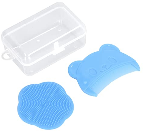 2PCS Baby Scalp Brush Set Baby Cradle Cap Brush Soft Silicone Bath Brush Bequeme Kopfhaut-BadebüRste FüR Neugeborene Trockene Haut Peeling und Sanft Massieren (Blau)