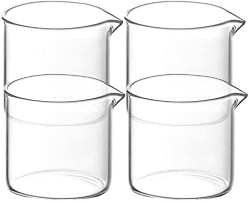 Alipis Glasmilchkrug 4Er Set 110Ml Transparent Ausgießer Kristallglas Sahnekännchen Mini Milchkanne Kaffeesirup Pitcher Für Kaffee Tee