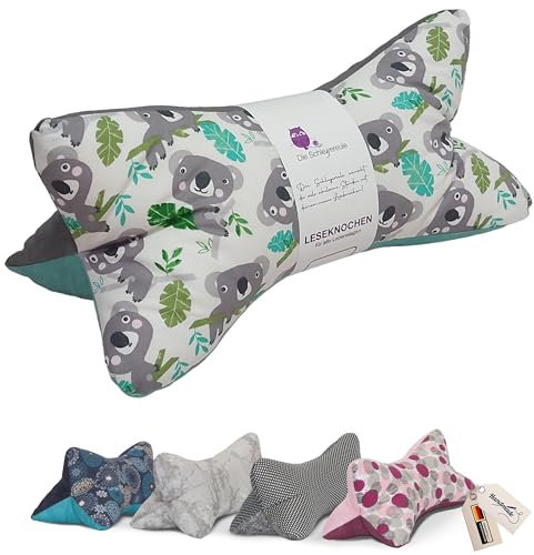 Leseknochen Nackenkissen (Koala mint) bequem und waschbar! Handgestopft und genäht in Deutschland - Nutzbar als Nackenrolle Kissen Nackenrolle