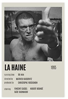 Klassischer Film La Haine Vintage-Leinwand-Poster, Wandkunst, Dekordruck, Bild Gemälde für Wohnzimmer, Schlafzimmer, Dekoration, ungerahmt: 30 x 45 cm