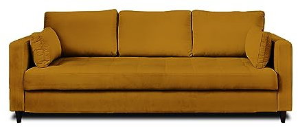 Anna – 3-Sitzer Sofa – mit Schlaffunktion und Tasche – aus Samt Gelb