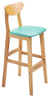 Hocker PU-Kissen-Barstuhl – Bar im nordischen Stil mit Rückenlehne, Holzständer, hoher Frühstücksstuhl für Theke, Zuhause, Bar, Lounge, Höhe: 73 cm, 4 Farben, Haltbarkeit (Farbe: A) (D) Made in China