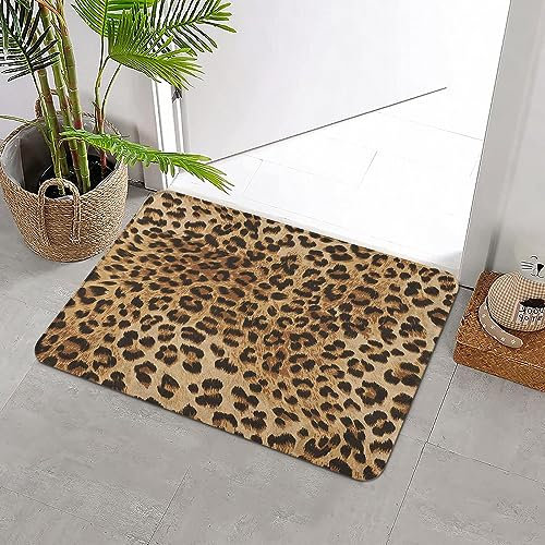 Badteppich rutschfeste,Leopardenmuster Hautmuster eines wilden Safaritieres Leistungsstarke Panthera Big Cat Hel,Wasserabsorbierend Badematte maschinenwaschbar Badvorleger für Dusche,Badewanne,40x60cm