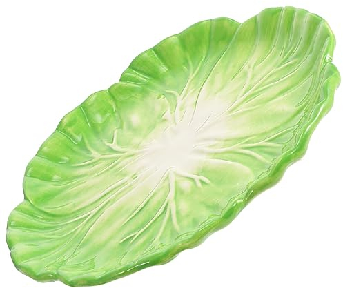 ABOOFAN Servierutensilien -Keramikteller Grüner Salat-Servierteller Vorspeisenteller Dessert-Tablett Snack-Halter Schüssel Kohlförmige Schüssel Porzellan-Essteller