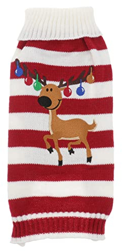 iplusmile Mittelgroße Hunde Weihnachtspullover - Hundepullover Winter, Weihnachtspullover Hund Pullover Pullis Für Weihnachten (Größe Rot)