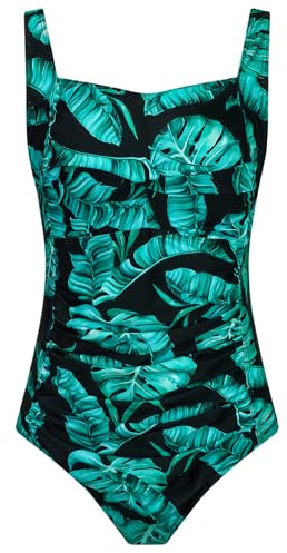 Aidotop Womens One Piece Swimsuit Tummy Control Swimwear with Retro Ruched Monokini Bathing Suits(2Green,XXL)