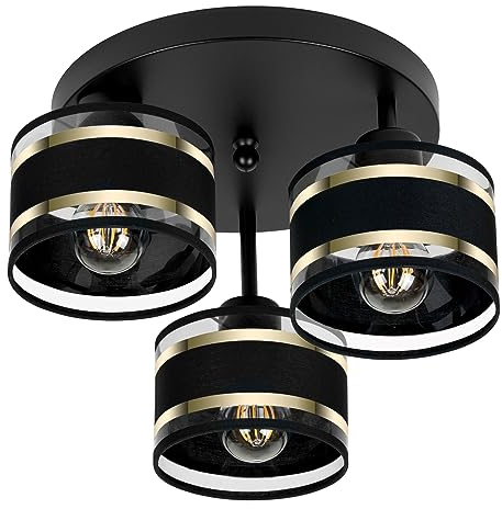 alfalux Deckenlampe Mit 3 Lampenschirmen Moderne LED Deckenleuchte Leuchte Lampe Wohnzimmerlampe Schlafzimmerlampe Kinderzimmer Wohnzimmer Schlafzimmer Badezimmer Küche Deckenleuchten TI-3030SC-SCSCSC