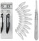 Set - 10 Stück sterile Skalpellklingen Figur 23 aus Karbonstahl - Ersatzklingen + 1 x Shehadeh - Skalpell-Halter - Edelstahl