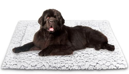 Aspand Tapis Chien, Matelas Douillet et pour Chien Grande Taille de Compagnie, 109x73cm, Coussin Moelleux pour Cage ou en Voyage, et Facile à Nettoyer, Gris