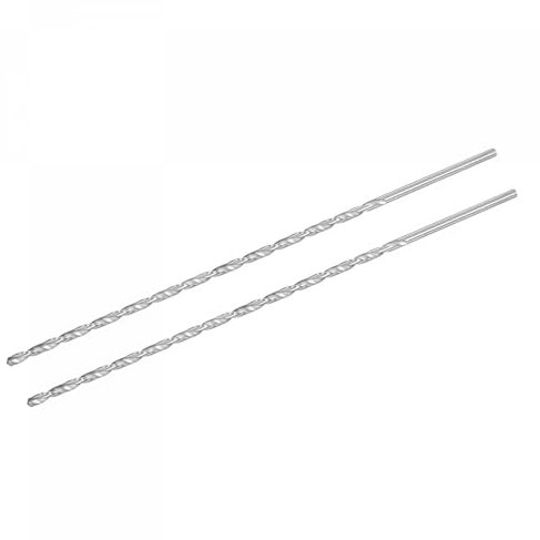 TA-VIGOR 2Pcs 4mm Extra Long Twist Drill Bits, 300mm Length High-Speed Steel HSS Straight Shank Spiral Drill Bits for Wood Metal Aluminum Plastic